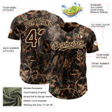 Custom Camo Brown-Cream Woodland Forest Camouflage Authentic Salute To Service Baseball Jersey