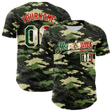 Custom Camo Vintage Mexican Flag Cream-Red Woodland Forest Tactical Camouflage Outdoor Leaf Authentic Baseball Jersey