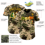 Custom Camo Vintage Mexican Flag Cream Gold-Olive Woodland Geometric Camouflage Authentic Baseball Jersey
