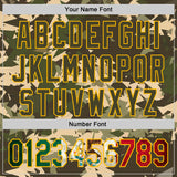 Custom Camo Vintage Mexican Flag Cream Gold-Olive Woodland Geometric Camouflage Authentic Baseball Jersey