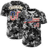 Custom Camo USA Flag Vegas Gold-White Digital Camouflage Authentic Baseball Jersey
