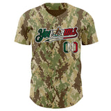 Custom Camo Vintage Mexican Flag Black White-Fire Red Digital Camouflage Authentic Baseball Jersey