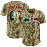 Custom Camo Vintage Mexican Flag Black White-Fire Red Digital Camouflage Authentic Baseball Jersey
