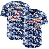 Custom Camo USA Flag City Cream Black-White Blue Ocean Camouflage Authentic Baseball Jersey
