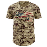 Custom Camo Vintage USA Flag Cream-Black Digital Camouflage Authentic Baseball Jersey