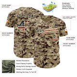 Custom Camo Vintage USA Flag Cream-Black Digital Camouflage Authentic Baseball Jersey