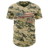 Custom Camo Vintage USA Flag Cream Black-US Navy Blue Digital Camouflage Authentic Baseball Jersey