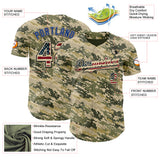 Custom Camo Vintage USA Flag Cream Black-US Navy Blue Digital Camouflage Authentic Baseball Jersey