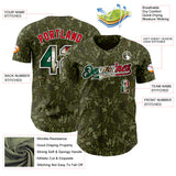 Custom Camo Vintage Mexican Flag Black White-Fire Red Woodland Camouflage Outdoor Authentic Baseball Jersey