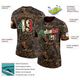 Custom Camo Vintage Mexican Flag Cream-Brown Woodland Camouflage Salute To Service Performance T-Shirt