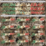 Custom Camo Vintage Mexican Flag Cream-Olive Woodland Camouflage Salute To Service Performance T-Shirt