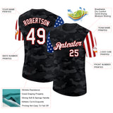 Custom Camo White Red-Black Two Tone USA Flag Sleeves Stars and Stripes Salute To Service Performance T-Shirt