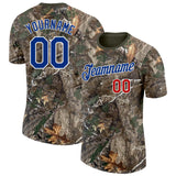 Custom Camo Royal Red White-Olive Woodland Camouflage Salute To Service Performance T-Shirt