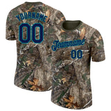 Custom Camo Navy Teal-Olive Woodland Camouflage Salute To Service Performance T-Shirt