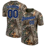 Custom Camo Navy Powder Blue-Olive Woodland Camouflage Salute To Service Performance T-Shirt