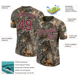 Custom Camo Burgundy White Black-Olive Woodland Camouflage Salute To Service Performance T-Shirt