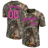 Custom Camo Pink Navy-Olive Woodland Camouflage Salute To Service Performance T-Shirt