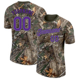 Custom Camo Purple Gray Black-Olive Woodland Camouflage Salute To Service Performance T-Shirt