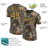 Custom Camo Old Gold Black-Olive Woodland Camouflage Salute To Service Performance T-Shirt