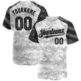 Custom Camo USA Flag Black-Steel Gray Stars & Stripes Raglan Sleeves Salute To Service Authentic Baseball Jersey