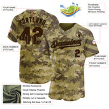 Custom Camo USA Flag Brown-Olive Stars & Stripes Raglan Sleeves Salute To Service Authentic Baseball Jersey