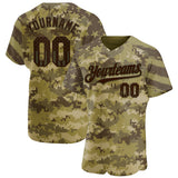 Custom Camo USA Flag Brown-Olive Stars & Stripes Raglan Sleeves Salute To Service Authentic Baseball Jersey