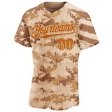 Custom Camo USA Flag Texas Orange Vegas Gold-Brown Stars & Stripes Raglan Sleeves Salute To Service Authentic Baseball Jersey