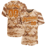 Custom Camo USA Flag Texas Orange Vegas Gold-Brown Stars & Stripes Raglan Sleeves Salute To Service Authentic Baseball Jersey