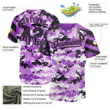 Custom Camo USA Flag Black-Medium Purple Stars & Stripes Raglan Sleeves Salute To Service Authentic Baseball Jersey