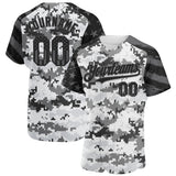 Custom Camo USA Flag Black-Steel Gray Stars & Stripes Raglan Sleeves Salute To Service Authentic Baseball Jersey
