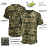 Custom Camo USA Flag Olive-Vegas Gold Stars & Stripes Raglan Sleeves Salute To Service Authentic Baseball Jersey