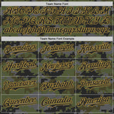 Custom Camo USA Flag Black Old Gold-Olive Stars & Stripes Raglan Sleeves Salute To Service Authentic Baseball Jersey