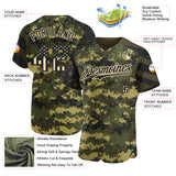 Custom Camo USA Flag Black City Cream-Olive Stars & Stripes Raglan Sleeves Salute To Service Authentic Baseball Jersey