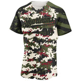 Custom Camo USA Flag Black-Olive Stars & Stripes Raglan Sleeves Salute To Service Authentic Baseball Jersey