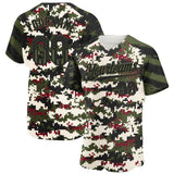 Custom Camo USA Flag Black-Olive Stars & Stripes Raglan Sleeves Salute To Service Authentic Baseball Jersey