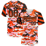 Custom Camo USA Flag Black-Orange Stars & Stripes Raglan Sleeves Salute To Service Authentic Baseball Jersey