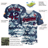 Custom Camo USA Flag Navy Red-US Navy Blue Stars & Stripes Raglan Sleeves Salute To Service Authentic Baseball Jersey