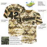 Custom Camo USA Flag Black Olive-Vegas Gold Stars & Stripes Raglan Sleeves Salute To Service Authentic Baseball Jersey