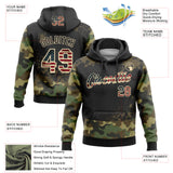 Custom Stitched Camo Vintage USA Flag Black-Cream Paint Splatter Salute To Service Pullover Sweatshirt Hoodie