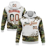 Custom Stitched Camo Vintage USA Flag White Cream-Red Paint Splatter Salute To Service Pullover Sweatshirt Hoodie