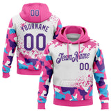 Custom Stitched Camo Purple Pink-White Paint Splatter Salute To Service Pullover Sweatshirt Hoodie