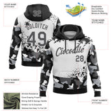Custom Stitched Camo Steel Gray Black-White Paint Splatter Salute To Service Pullover Sweatshirt Hoodie