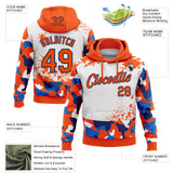 Custom Stitched Camo Orange White-US Navy Blue Paint Splatter Salute To Service Pullover Sweatshirt Hoodie