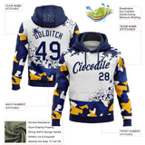 Custom Stitched Camo Navy-White Paint Splatter Salute To Service Pullover Sweatshirt Hoodie