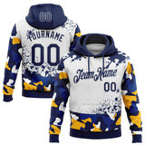 Custom Stitched Camo Navy-White Paint Splatter Salute To Service Pullover Sweatshirt Hoodie