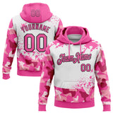 Custom Stitched Camo Pink White-Black Paint Splatter Salute To Service Pullover Sweatshirt Hoodie