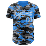 Custom Camo Electric Blue-White Salute To Service Authentic Baseball Jersey