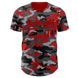 Custom Camo Red-Black Salute To Service Authentic Baseball Jersey