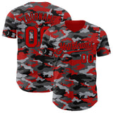 Custom Camo Red-Black Salute To Service Authentic Baseball Jersey