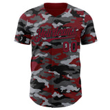 Custom Camo Crimson-Black Salute To Service Authentic Baseball Jersey